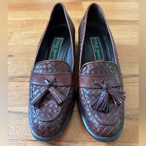 Women's Cole Haan Brown Leather Tassel Loafers, 7